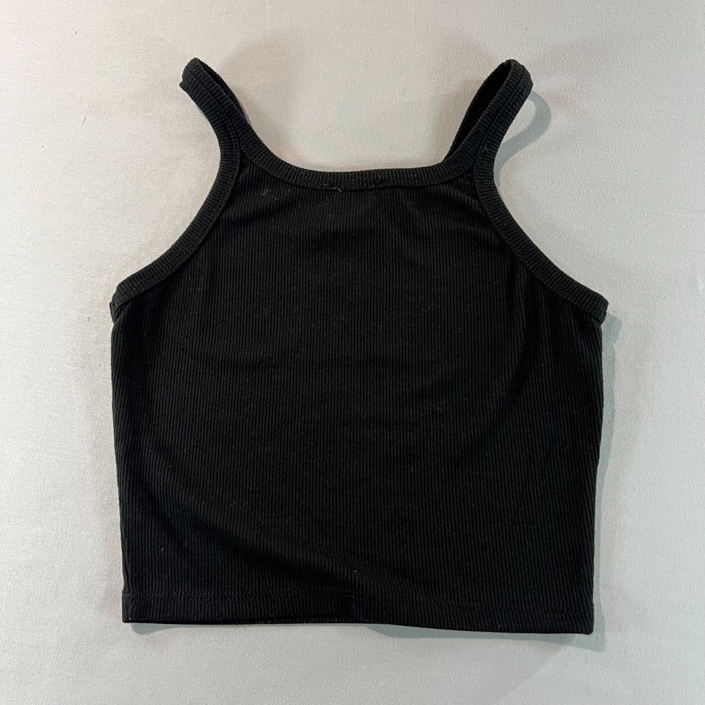 Princess Polly Black Ribbed High Neck Crop Tank Top Women's Size 4 - Picture 2 of 6